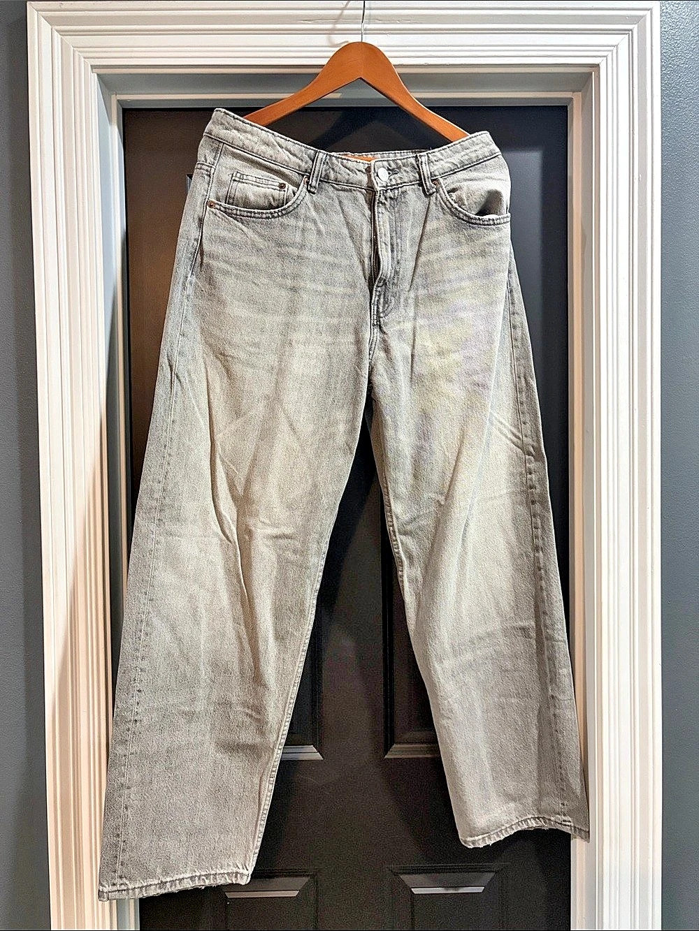 Zara Grey Wash Ultra Wide Jeans